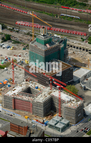 Vista aerea, Dortmunder U, monumento industriale, sede, Dortmund, Ruhrgebiet regione Renania settentrionale-Vestfalia, Germania, Europa Foto Stock