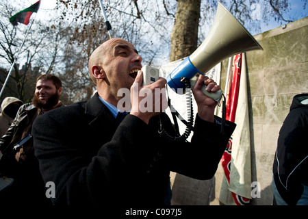 Anti Gheddafi protesta a Londra nel mese di febbraio 2011 Foto Stock