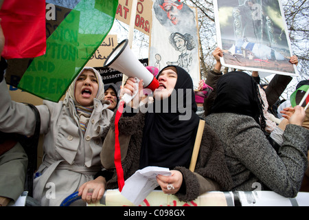 Anti Gheddafi protesta a Londra nel mese di febbraio 2011 Foto Stock