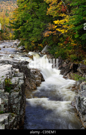 Gola rocciosa cascata e Colore di autunno nelle White Mountains National Forest in New Hampshire Foto Stock