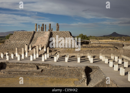 Panoramica di Toltec antica città capitale di Tula o Tollan nel Messico centrale. Foto Stock