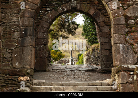 Gatehouse, monastero di Glendalough, Wicklow Mountains, County Wicklow, Repubblica di Irlanda, Isole britanniche, Europa Foto Stock