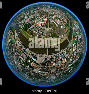 Vista aerea, fisheye, Dresda, Sassonia, Germania, Europa Foto Stock