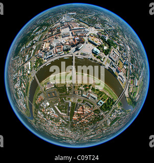 Vista aerea, fisheye, Dresda, Sassonia, Germania, Europa Foto Stock