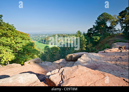 Vista dal punto di tempesta, Alderley Edge, Cheshire, Inghilterra, Regno Unito Foto Stock