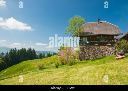 Piccolo agriturismo in Emmental sopra Eggiwil, cantone di Berna o di Berna, Svizzera, Europa Foto Stock