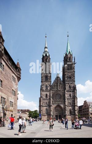Chiesa Lorenzkirche, Norimberga, Media Franconia, Franconia, Baviera, Germania, Europa Foto Stock