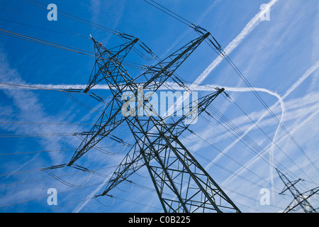 Immagine astratta di linee nel cielo di Ginevra, Svizzera Foto Stock