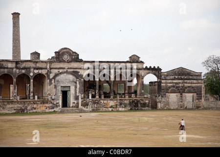 Henequen fabbrica a Hacienda Yaxcopoil vicino a Merida, Messico Foto Stock