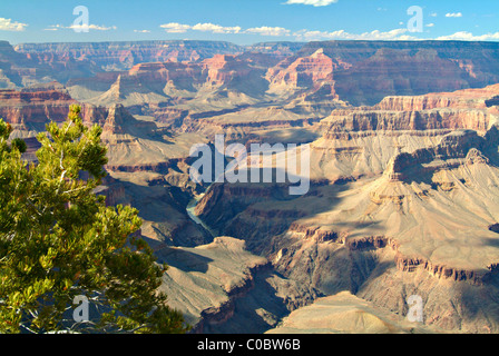 Torre di impostare Tonto Platform tempio di Ra e il Tempio di Confucio e il Fiume Colorado Il Parco Nazionale del Grand Canyon Arizona USA Foto Stock