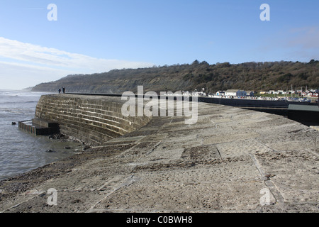 Il Cobb si affaccia sul mare, Lyme Regis, Dorset, noto villaggio di pescatori del Dorset, meta turistica trafficata sulla Jurassic Coast Foto Stock