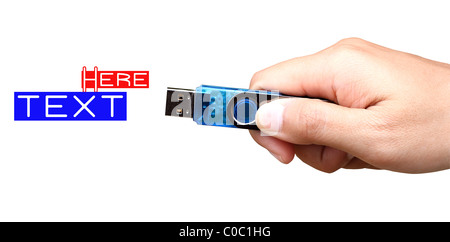 Usb sul lato su sfondo bianco. Immagine isolata Foto Stock