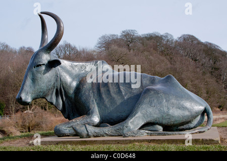 La mucca Durham statua un simbolo del fiume usura in Durham Regno Unito Foto Stock