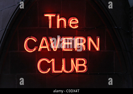 Segno al di fuori del Cavern Club di Liverpool, Regno Unito Foto Stock
