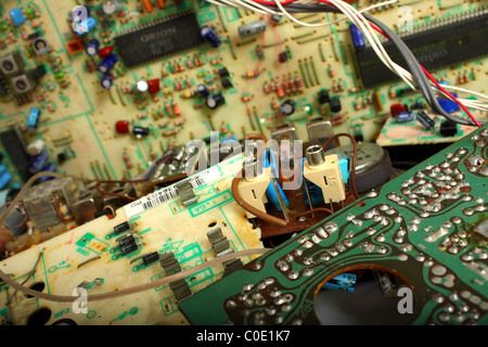 Una raccolta di vecchie schede di circuito Foto Stock