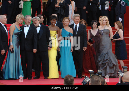 Steven Spielberg e George Lucas, Calista Flockhart, Harrison Ford e Cate Blanchett il 2008 Cannes Film Festival - Giorno 5 Foto Stock