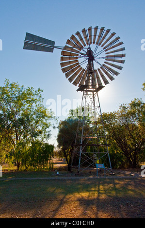 Mulino a vento in una fattoria australiana, Territorio del Nord Foto Stock