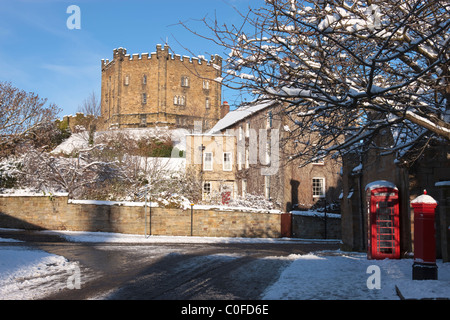 Durham Castle mantenere Durham Tyne and Wear Inghilterra in inverno Foto Stock