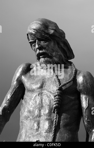 "L'Antica Mariner' statua/scultura sulla banchina a Watchet Harbour Somerset.Inghilterra Foto Stock