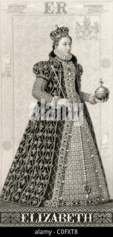 Elizabeth I ,1533 a 1603. Queen regnant di Inghilterra e Queen regnant dell Irlanda 1558 fino alla sua morte. Foto Stock