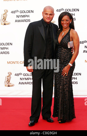 Stephen Belafonte e moglie Melanie Brown AKA Mel B Golden Nymph Awards Ceremony - Gli arrivi durante il 2008 Monte Carlo Foto Stock