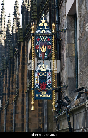 Dh Lawnmarket Royal Mile di Edimburgo Edimburgo il fascino segno Royal Mile Foto Stock