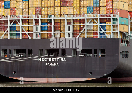 Nave container di Le Havre, Normandia, Francia Foto Stock