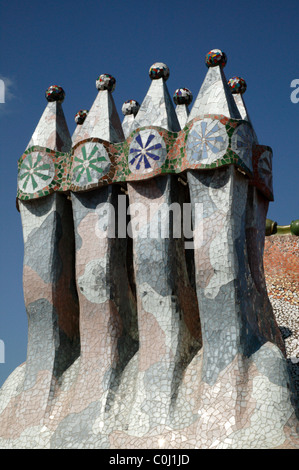 Close-up dettagli del camino sulla Casa Batlló, Barcellona, Spagna Foto Stock