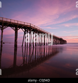 San Simeon Pier, William Randolph Hearst Memorial Beach, California Foto Stock