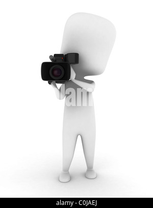 3D illustrazione di un videografo tenendo una videocamera Foto Stock