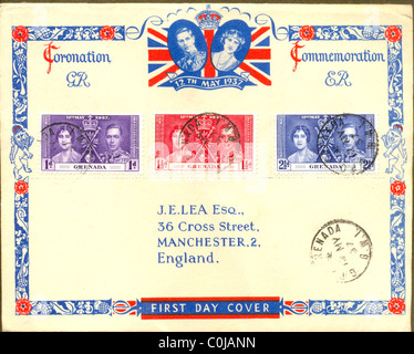 Incoronazione Primo Giorno coprire da Grenada, British West Indies Foto Stock