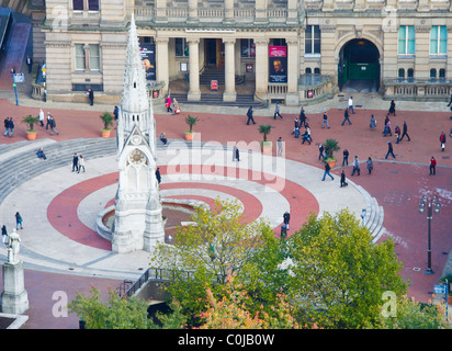 Vista aerea del Chamberlain Square nel centro della città di Birmingham West Midlands, England, Regno Unito Foto Stock