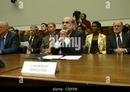 Federal Reserve Board Chairman Ben Bernanke Segretario del Tesoro Henry Paulson e la Federal Reserve Board Chairman Ben Bernanke Foto Stock