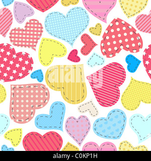 Seamless modello realizzato di patchwork cuori Foto Stock