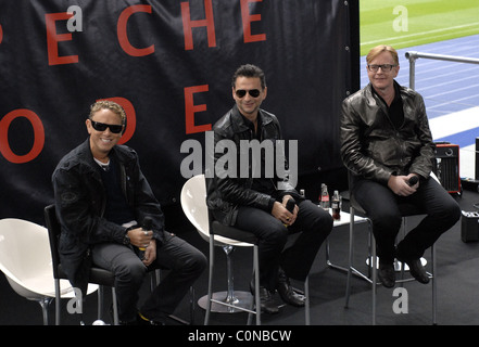 Martin Gore e Dave Gahan, Andrew Fletcher Depeche Mode annunciano il loro tour dell'universo 2009 tour in occasione di una conferenza stampa a Foto Stock