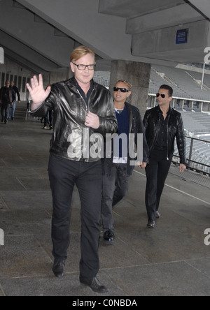 Andrew Fletcher, Martin Gore, Dave Gahan Depeche Mode annunciano il loro tour dell'universo 2009 tour in occasione di una conferenza stampa a Foto Stock