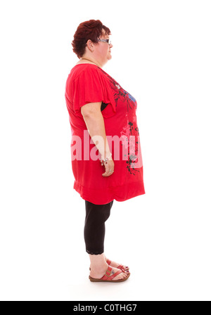Il sovrappeso donna in posizione eretta Foto Stock