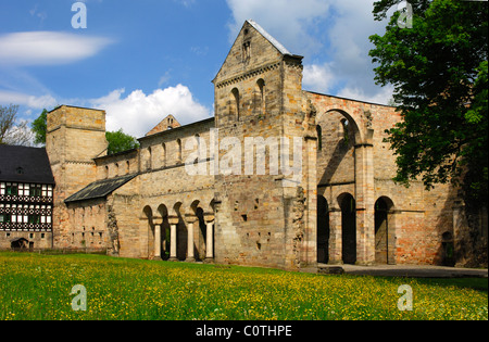 La rovina dell'ex monastero Bendictine Paulinzella, Rottenbachtal, Turingia, Germania Foto Stock