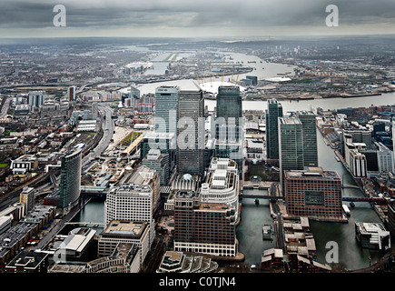 Riprese aeree del Canary Wharf Estate a Londra Greater London Foto Stock