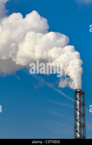 Inquinanti fumo bianco in uscita del camino Foto Stock