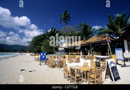 Thailandia, Ko Samui, la spiaggia di Chaweng, sulla spiaggia Cafe'. Foto Stock