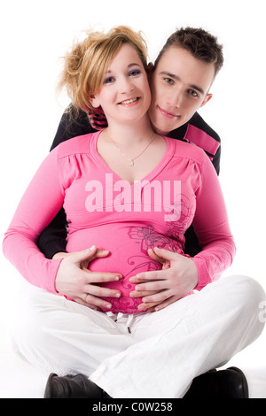 Giovani caucasici bella giovane aspettando il loro bambino Foto Stock