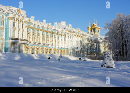 Il Palazzo di Caterina, Carskoe Selo, Pushkin, San Pietroburgo, Russia Foto Stock