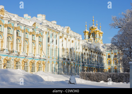Il Palazzo di Caterina, Carskoe Selo, Pushkin, San Pietroburgo, Russia Foto Stock