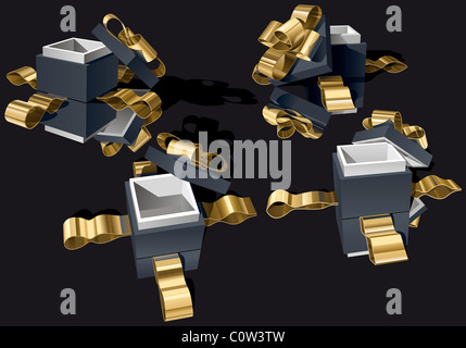 Set di aprire scatole regalo Foto Stock