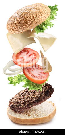 Fotografia concettuale - battenti ingredienti di hamburger. Foto Stock