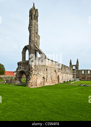 La navata centrale e timpano occidentale le rovine di St. Andrews nella Cattedrale di St Andrews Fife Scozia Scotland Foto Stock