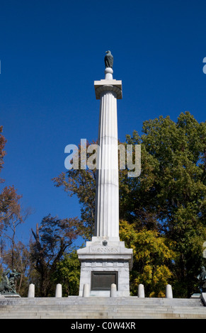 Il Wisconsin Memorial situato all'interno della National Military Park in Vicksburg, Mississippi, Stati Uniti d'America. Foto Stock