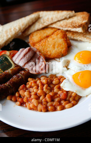 Prima colazione inglese tradizionale, Birmingham, Inghilterra, Regno Unito. Foto Stock