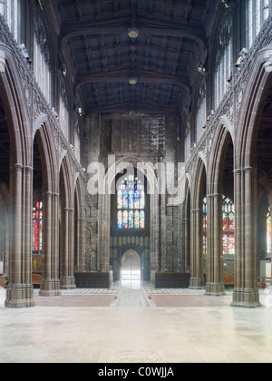 Cattedrale di Manchester navata guardando ad ovest Foto Stock